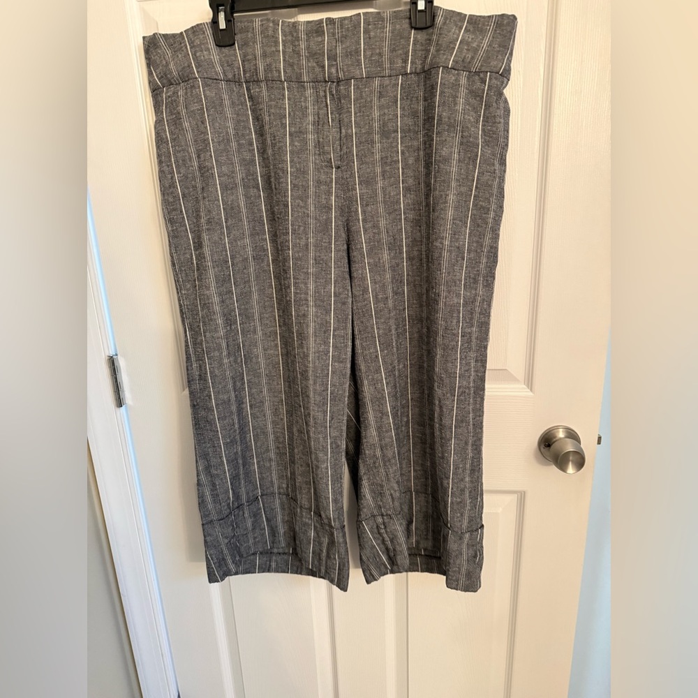 Lane Bryant Gray Linen-Blend Pants capri pants